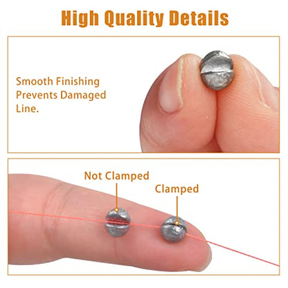 Split Shot Fishing Weights Sinker Kit, 120g/Box Round Split Shot Sinker Removable Fishing Weights Egg Sinkers for Saltwater Freshwater 7 Sizes - style: Red Box