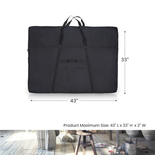 JJRING Dacron Light Weight Large Size Art Portfolio Tote Bag, 33'' x 43'' for 32'' x 42'' Black Carring Storage Case For Poster, Sketching and Drawing - size: 32''*42''