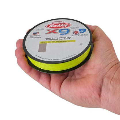 Berkley x9 Braid Fishing Line - color: Flame Green, size: 328yd, style: 15lb Test