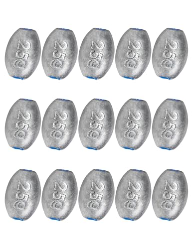 BLUEWING Egg Sinkers Fishing Weights Oval Shaped Fishing Sinkers Lead Fishing Sinker for Saltwater Fishing，1/8 oz to 7 oz - size: #4 3/4oz, 15pcs