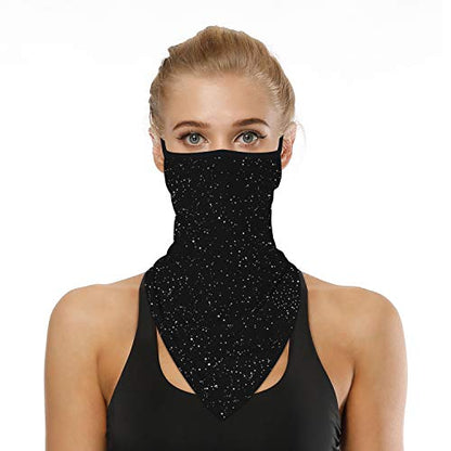 YAYOUREL Neck Gaiter Face Mask Bandanas for Men Women UV Face Scarf Cover Ear Loop Hole Facemask for Fishing Running Cycling - color: Black