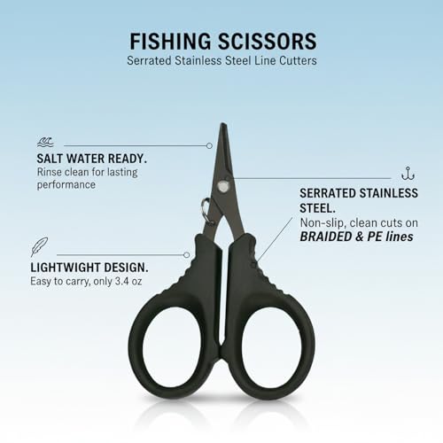 Serrated Stainless Steel Fishing Scissors for Braided PE Line - Compact Line Cutters