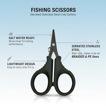Serrated Stainless Steel Fishing Scissors for Braided PE Line - Compact Line Cutters