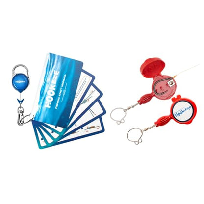 HOOK-EZE Fishing Knot Tying Tool - Large Model - Red, 8 Essential Fishing Knots, Fly Fishing Zinger Retractor