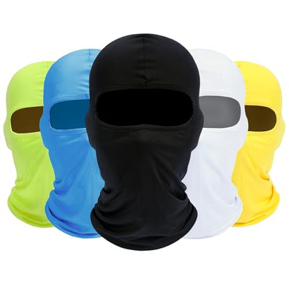 ROXUN Balaclava Ski Mask, 5 Pack Neck Gaiter Motorcycle Summer Cooling | UV Protection Shiesty, Windproof Scarf for Men/Women, Face Mask, Versatile Use - color: Black+white+yellow+light Blue+fluorescent