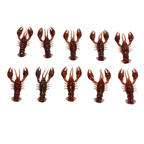 HERCHR Soft Fishing Lure Crawfish Bait Shrimp Lobster Claw Artificial Lure 10pcs Soft Lure Baits - color: BROWN