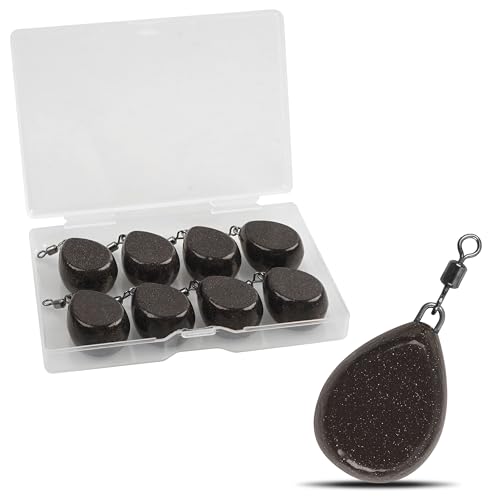Carp Fishing Weights Sinkers, 4/8pcs Coated Tapered Flat Pear Fishing Sinkers with Swivels for Carp/Coarse Fishing Tackle 3 Colors - style: Brown-8pcs