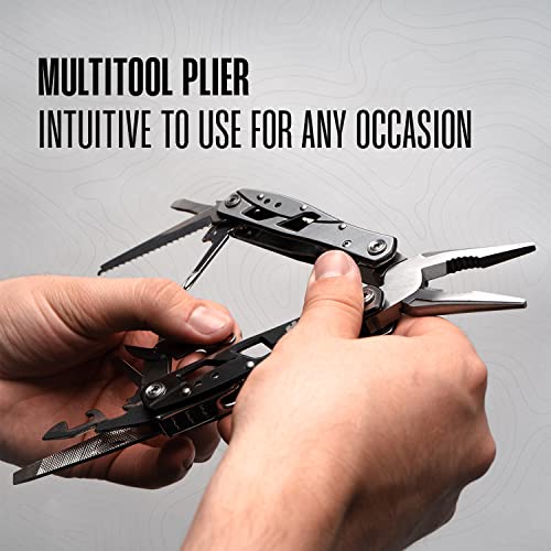 Multitool Plier - 12 In 1 Stainless Steel Pocket Multi Tool With Durable Sheath For Camping, Survival Gear - Safety Locking Camping Accessories With Cutter, Bottle Opener, Screwdriver by Hayvenhurst - style: Plier Multitool