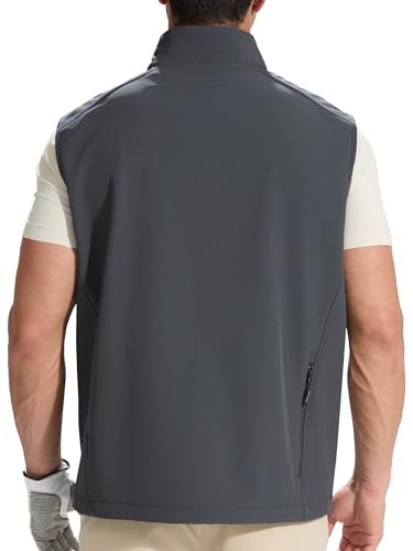 FREE SOLDIER Men's Lightweight Golf Vest Outerwear Windproof Sleeveless Softshell Jacket Running Vest - color: Gray, size: 3X-Large