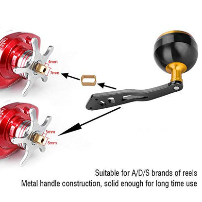 Tbest Knob Power Handle Grip,Fishing Reel Handle CNC Knob with Fittings Replacement Parts Accessory - color: Black+Gold