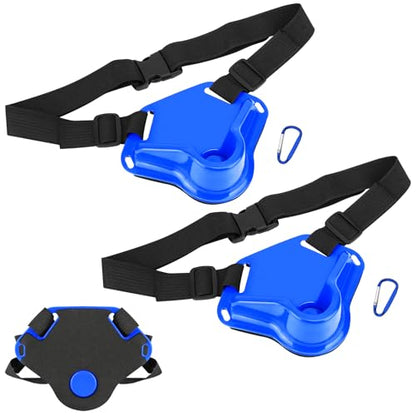 SANLIKE 2PCS Adjustable Fishing Fighting Belt ABS Rod Waist Support Tackle | Soft EVA cushion eases belly pressure, quick adjust waist strap, deep rod slot, bonus metal clip for small tackle storage - color: Blue Fishing Belt-- 2pcs