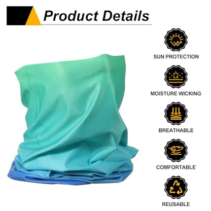 HARFINGTON Summer Cooling Neck Gaiter Sun Protection Face Mask Fishing Necks Gaiter Unisex for Cycling Outdoor Sports - color: Gradient Blue-green