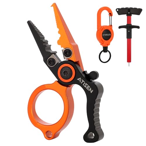 Mini Fishing Pliers Saltwater, Split Ring Tool and Line Cutter | Aluminum stainless handle, Tungsten carbide cutter, Hook remover split ring, Safety lock, Lanyard kit, Saltwater freshwater