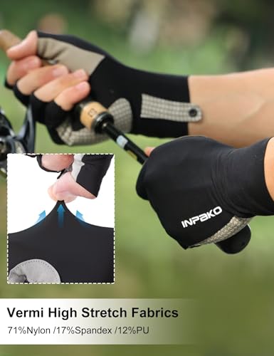 Fishing Gloves, Lightweight Non-Slip Fingerless Gloves,Hook Loop, UPF 50+ Sun Protection,for Unisex Fishing - color: Black, size: Small-Medium