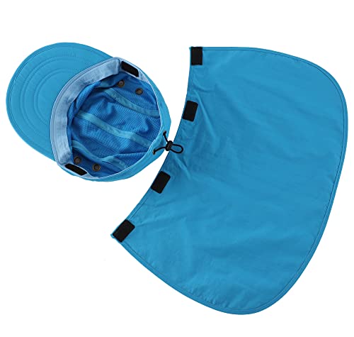 Connectyle Mens Foldable UV Protection Sun Hat with Removable Neck Flap Outdoor Adventure Sun Cap for Fishing Hiking Safari - color: Sky Blue