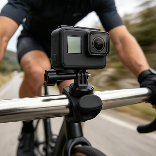 Quick Release 360° Camera Mount Wrap Band, 3‑Hole Adjustable Strap for Bike, Motorcycle Handlebar, Roll Bar, Tube, Pole, Fishing Rod, Ski,Compatible with GoPro, Insta360, DJI Osmo, AKASO, Xtra Muse