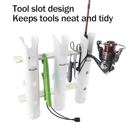 Aventik Tube Fishing Rod Holder Bracket Wall Mounted Boat Side Mount Tool Holder Tube Links with Screws 1/2/3/4/6 Pole Tube Fishing Rod Holders - color: 3-Pole White