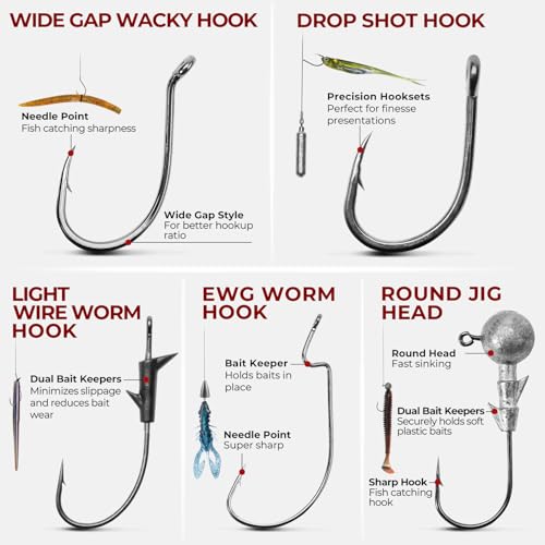 MadBite by KastKing 182/265/400pcs Compact Fishing Tackle Kit - All-in-One Freshwater Hooks, Weights, Bobbers in Tackle Box, Fishing Gear Set for Bass Trout Panfish - style: 265pcs Terminal Tackle Kit