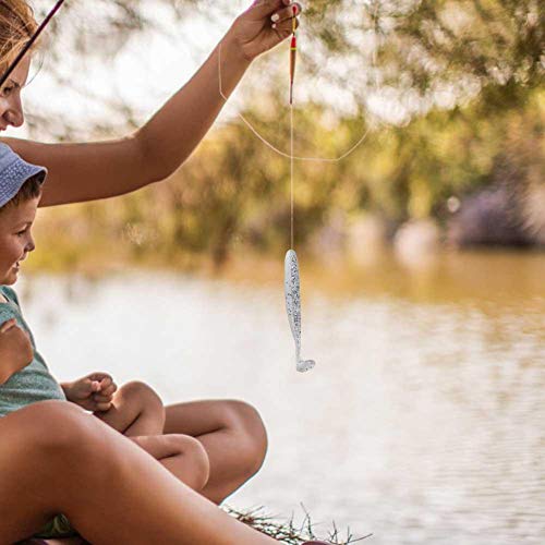 Zer one 20 PCS Fishing Soft Lure 7.5cm/2g Plastic T Tail Bait Artificial Worm Swimbait for Bass Trout Walleye Fishing Accessory - color: White