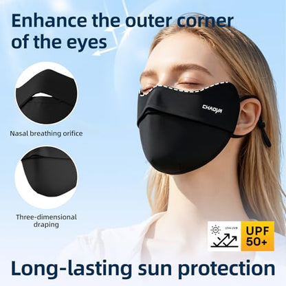 UPF 50+ UV Sun Protection Face Mask, Unisex Breathable Cooling Face Cover Sun UV Protection Ear Loops for Outdoor Activities - color: Black