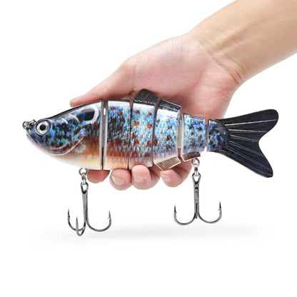Large Multi Jointed Fishing Lures Bait,Big Giant Fishing Bass Lures,Crankbaits Swimbaits with Treble Hook - color: A6-7.87",4oz