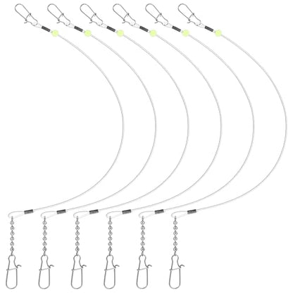Threlaco 6 Pcs Trolling Bumper for Trolling Flashers Dodgers Fishing Leader Saltwater Leader Line Bottom Rigs Clear Nylon Surf Fishing Steel Tackle Rigs with Swivel Snaps Beads - size: 36 Inch