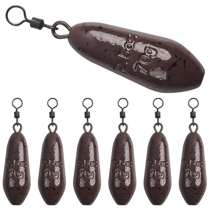 Carp Fishing Weight Sinkers,Coated Tapered Flat Pear Carp Fishing Sinkers with Rolling Swivel Carp Coarse Fishing Gear Tackle 2oz 2.5oz 3oz 3.5oz 4oz - size: 2.5oz-6pcs, style: Water Drop Shape