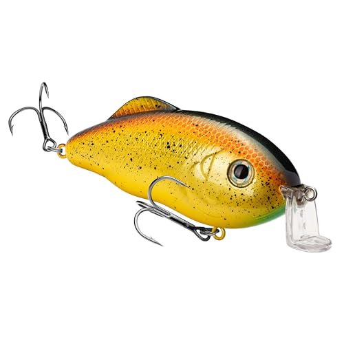 Strike King Hybrid Hunter Shallow Jr. Fishing Lure, Shallow Diving Crankbait, 90-Degree Bill, 3D Eyes, Loud Rattle, Dives 1 to 3-Feet,Size 4 & 6 Treble Hooks - color: Bully, size: 1 oz