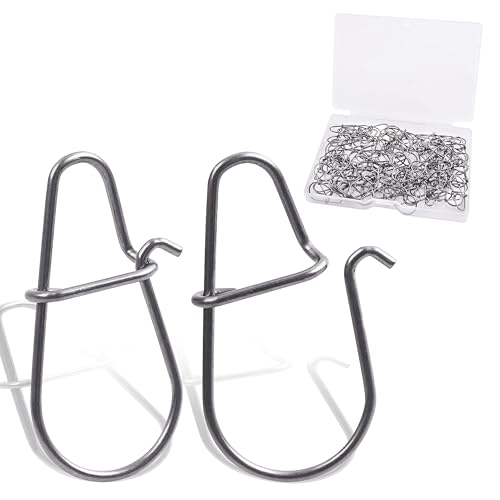 AGOOL Crankbait Snaps Snap Clips for Bass Lures, 100/200pcs Duo Lock Lure Snaps Stainless Steel Quick Change Fishing Speed Clips Connector Freshwater Bass Fishing - style: #5-71LB-100PCS