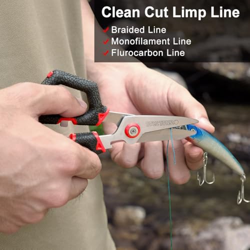 SNAIL TRAIL 2 Sets Fishing Braided Line Scissors, 6-inch & 4.5-inch Fishing Line Cutters Combo, Serrated Stainless Steel Fishing Shears for Saltwater, Fish Wire Cutters