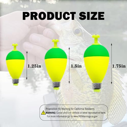 12 Pcs Fishing Bobbers Floats,Snap-on Fishing Bobber Fishing Float Corks Weighted Bobbers for Fishing Crappie Panfish Bluegill Trout - size: Water-Drop
