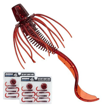 QualyQualy Soft Fishing Lures Soft Plastic Kit with Skirt 10pcs Soft Bait Grub for Bass, Crappie Wacky Worms Baits Set 2.95" for Texas Carolina Rig Kit - color: Red -20pcs