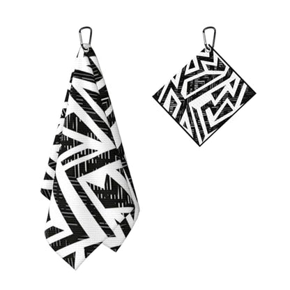 Volt Pattern Golf Towel for Golf Bags Carts Volts Golf Towels with Clip White Black Waffle Towels Cleaning Cloth 2 Packs for Men Golfer Accessories, Birthday Father's Day Present - color: White Black