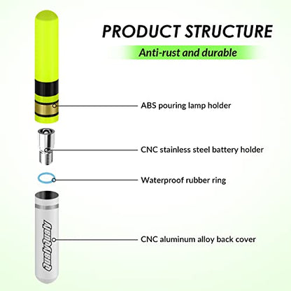 QualyQualy Fishing Glow Sticks, 6 Pcs LED Glow Sticks for Fishing with Batteries, Night Fishing Light Up Fishing Bobbers Floats and Rod Tips - color: Green-6pcs