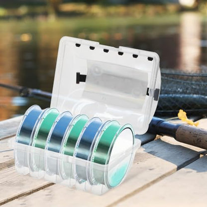 POPETPOP Fishing Line Holder Organizer Box Portable Plastic Spool Case with Handle for Nylon Carbon Pe Lines 6.49X4.92X3.93 Inches Lightweight Fishing Tool Storage