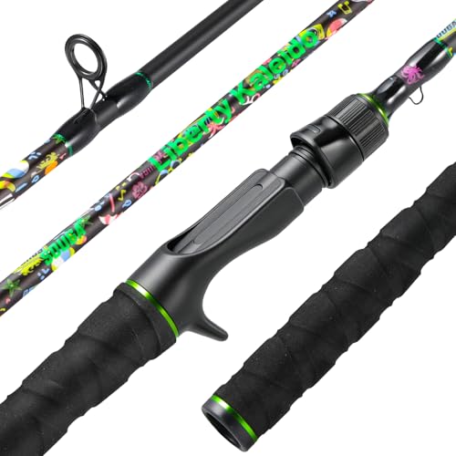 SOUGA Fishing Rod, Liberty Kaleido Carbon Spinning & Casting Rod, 2 Piece Medium Action Bass Trout Rod with SIC Ceramic Guides, EVA Grip, Reel Seat, Hook Keeper, 5.6 & 6ft, 4-14lb Line - size: 5.9 Feet