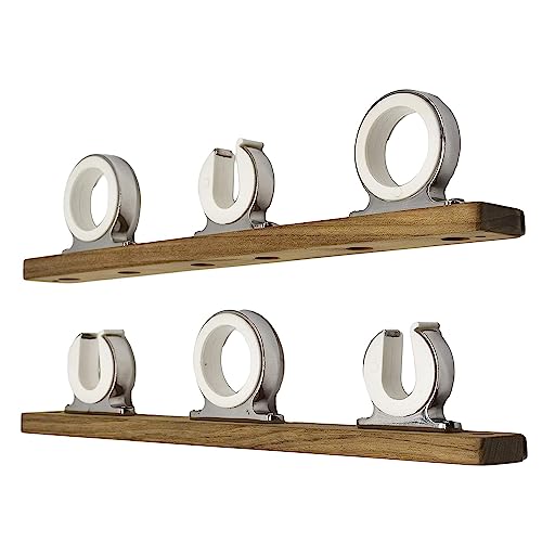 MARINE CITY Fishing Rod Storage Hanger Rack, 3-Rod Reel with Teak Base, Length 2.71 Inches for Boats Yachts Cars & Marine Use - color: 3 Rod (Teak Base)