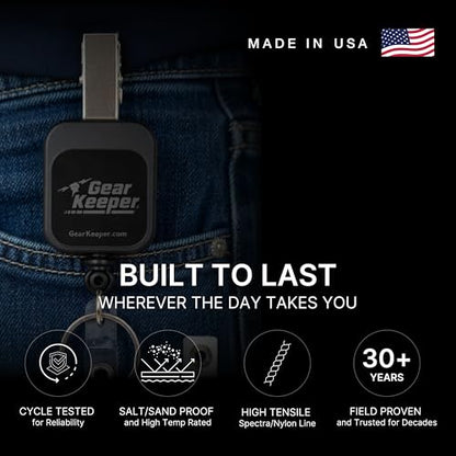 Gear Keeper Badge Reel and ID Badge Holder - Heavy Duty Retractable Keychain with Carabiner Mount - Micro Retractable Keychain, ID Card Holder, Tool Retractor - 30” Extension - USA Made - style: Carabiner