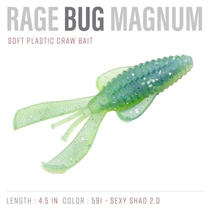 Strike King Rage Bug Fishing Lure, Soft Plastic Grub, Unique Design, Subtle Action - color: Sexy Shad 2.0, size: 4.5"