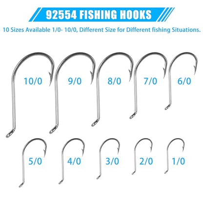 Octopus Beak Hooks, 60pcs/100pcs Stainless Steel Saltwater Fishing Hooks, Suicide Bait Jig, Big Game, Offset Circle Hooks 10 - size: 1/0 - 60pcs