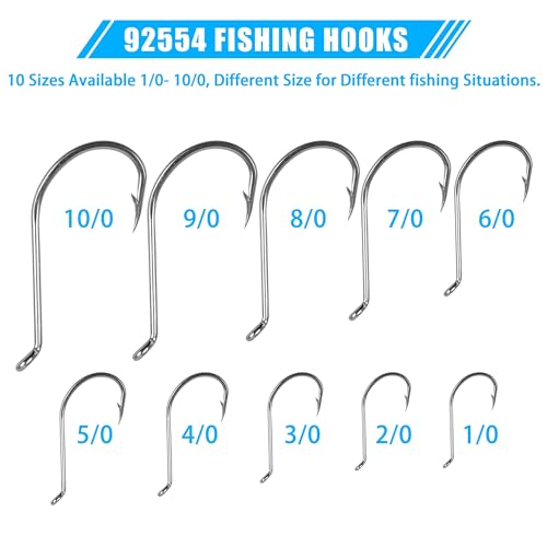 Octopus Beak Hooks, 60pcs/100pcs Stainless Steel Saltwater Fishing Hooks, Suicide Bait Jig, Big Game, Offset Circle Hooks 10 - size: 9/0 - 60pcs