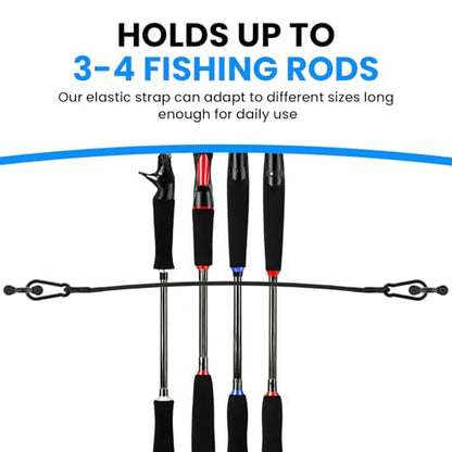 SDTC Tech 3 Sets Fishing Rod Straps Holder for Boat Deck with Tie Down Pad Eyes, 12 Inch Bungee Cord with Carabiner Hook Based Tie Down Holder Straps for Boat, Kayak, Truck Bed