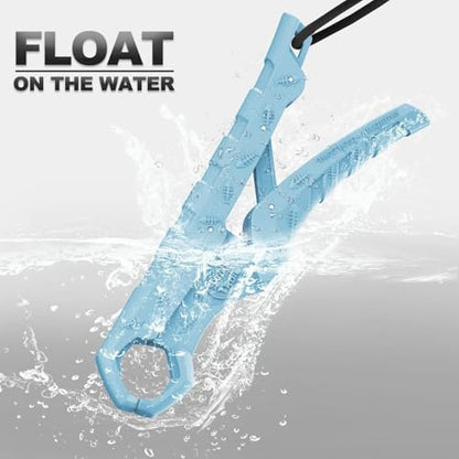SNAIL TRAIL 7.5'' Floating Fish Gripper, Fishing Grabber | Catfish Mouth Pliers, Caught Bass Holder, Fish Scale Hook Clamp, Saltwater Lip Grip Tool with Lanyard, Gifts for Men - color: Blue