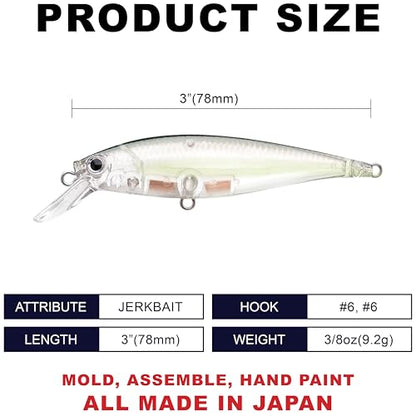 LUCKY CRAFT Pointer 78SP Fishing Lures, 3" Freshwater Bass & Trout Lures, Suspending 4ft-5ft Depth, Jerkbait, Bass Fishing Gear and Accessories, Ghost & Aurora - color: 252 Phantom Chartreuse Shad