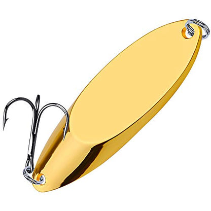 PROBEROS Fishing Spoons Lures Bass Baits Jigging Bait Tackle with Treble Hooks Hard Metal Spoon Fishing Lure Weight Pick 10 Pcs/Pack Silver Gold - color: 10PCS Gold, size: 3G/0.1OZ