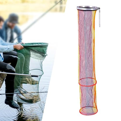 Fishing Keep Net, 2m Nylon Collapsible Floatable Live Fish Storage Cage for Ice Fishing, Lakes, and Rivers