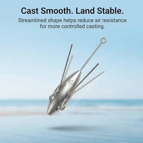 Sputnik Sinker Spider Sinkers 3/6‑Piece — Heavy‑Duty Long‑Tail Surf Fishing Weights for Strong Currents and Beach Casting, Lead Alloy Tackle Set - size: 3 Pack – 3oz to 5oz