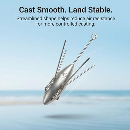 Sputnik Sinker Spider Sinkers 3/6‑Piece — Heavy‑Duty Long‑Tail Surf Fishing Weights for Strong Currents and Beach Casting, Lead Alloy Tackle Set - size: 3 Pack – 3oz to 5oz