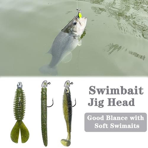 Swimbait Jig Heads Fishing Jigs Swim Bait Jighead with Two Bait Keepers and 3D Eyes 1/8 3/16 1/4 3/8 1/2oz Jigheads Freshwater Saltwater Fishing - size: 1/8oz