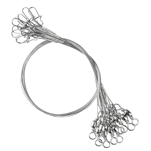Atibin Stainless Steel Fishing Leaders Freshwater Fishing Rigs Wire Leaders Lures High Strength Wire Leader Fishing White Nickel - size: #1 (5.9in-20lb) 50pcs